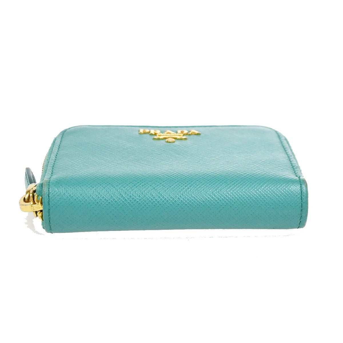 Prada Zip Around Saffiano Leather, Blue, Leather, Wallet