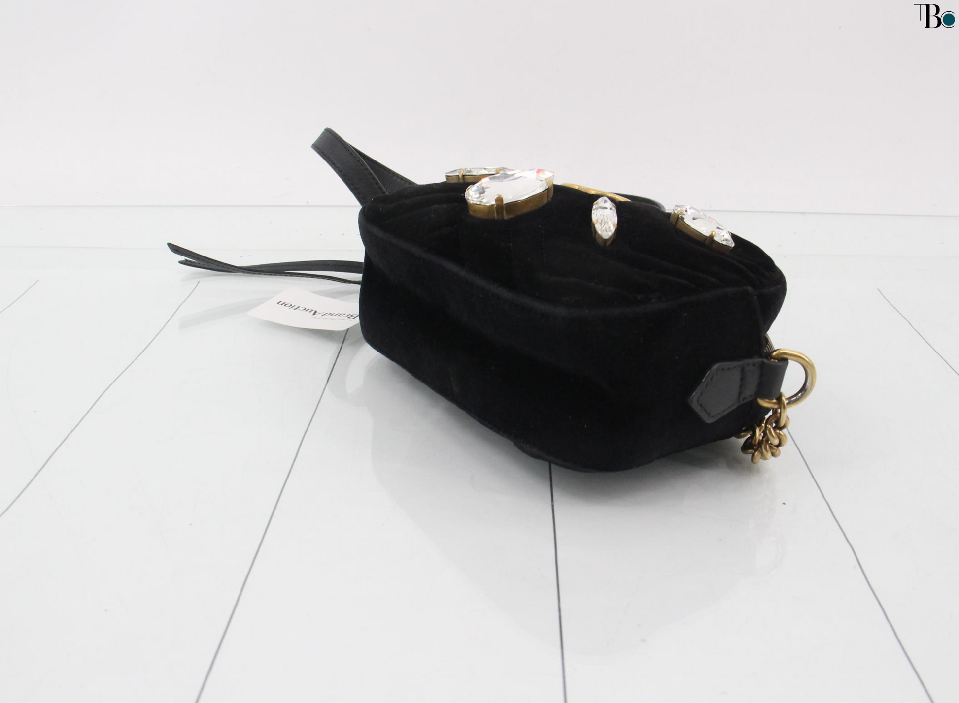 Gucci GG Marmont Flap Bag Crystal Embellished Matelasse Velvet, BLACK, VELVET, Shoulder bag