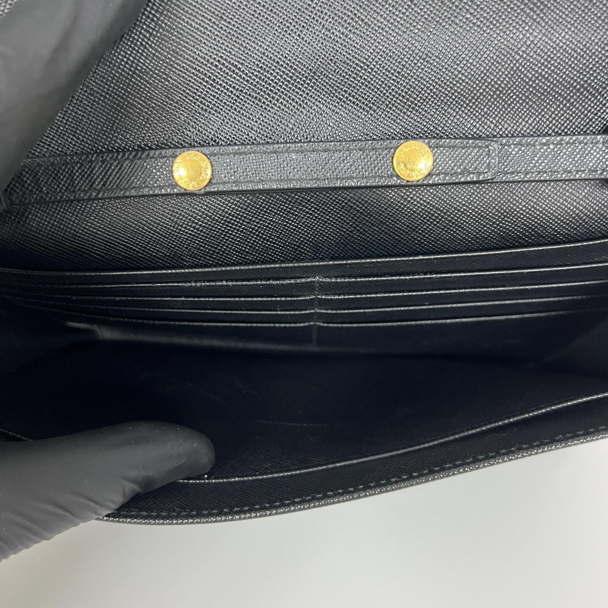 Prada Wallet on Chain Saffiano, Black, Leather, Shoulder Bag