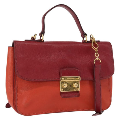 Miu Miu Madras Top Handle Leather, Red, Leather, Handbag
