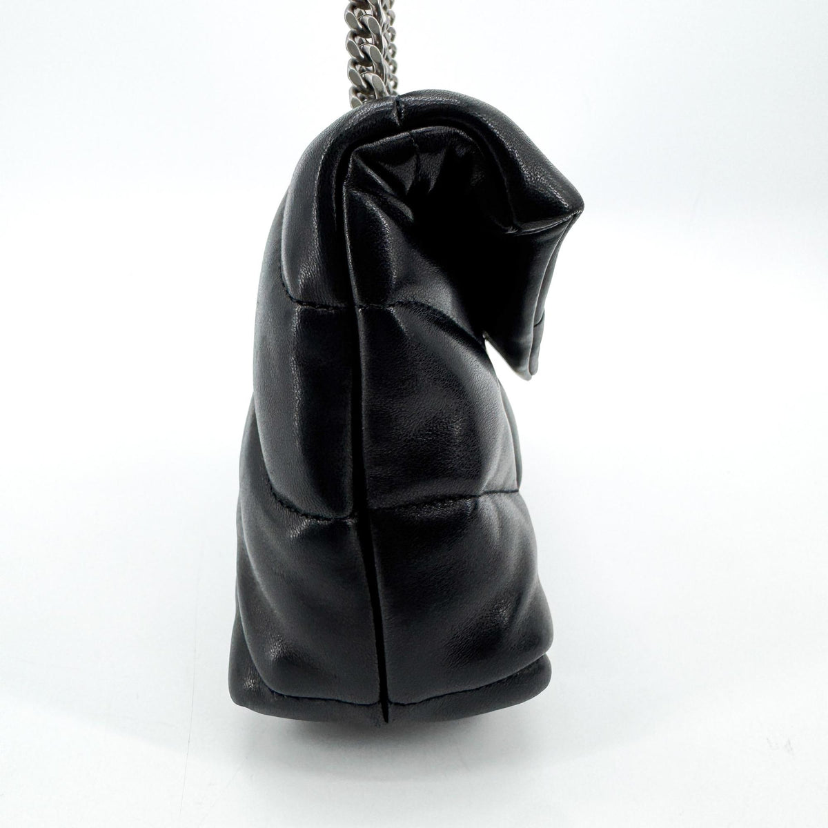 Saint Laurent Loulou Puffer Quilted Leather, Black, Leather, Shoulder Bag