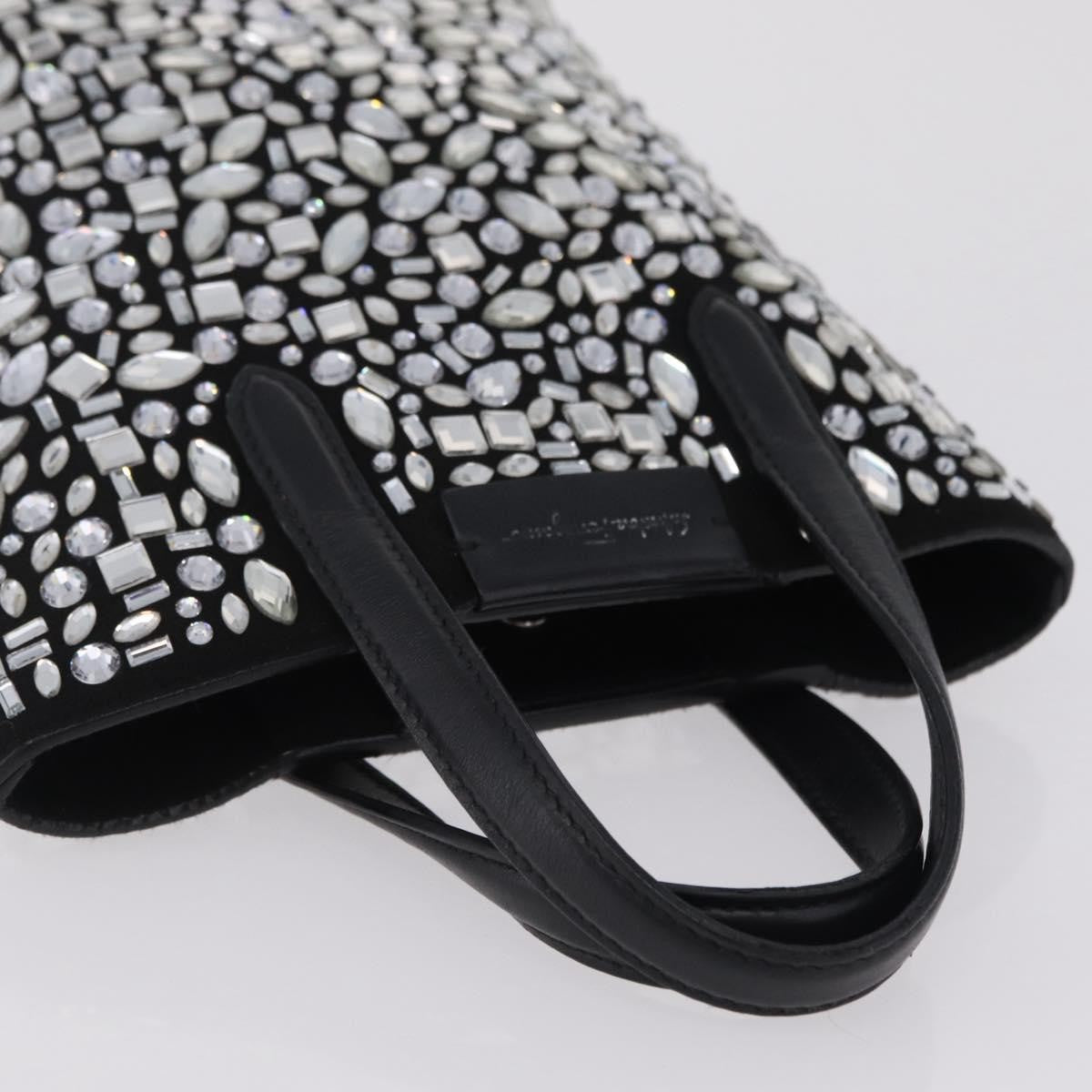 Salvatore Ferragamo Convertible Crystal Embellished Leather, Black, Leather, Tote Bag