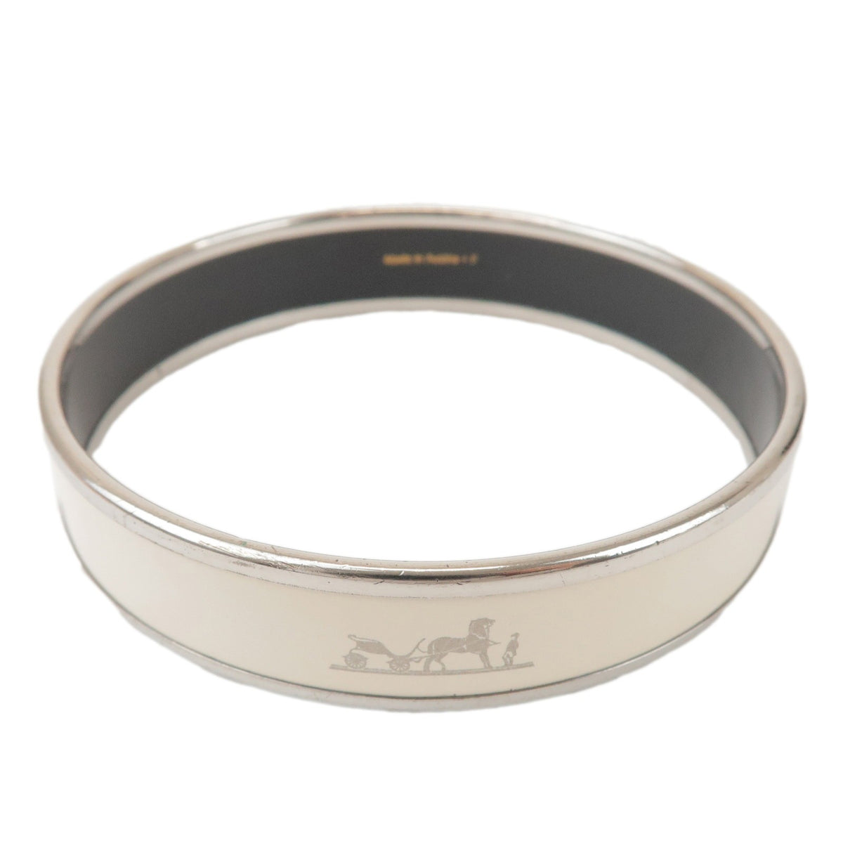 Hermes Caleche Bangle Enamel, Silver, Silver Plated, Bracelet