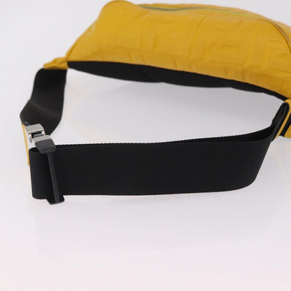 Fendi Zip Waist Zucca Embossed Leather, Yellow, Canvas, Handbag