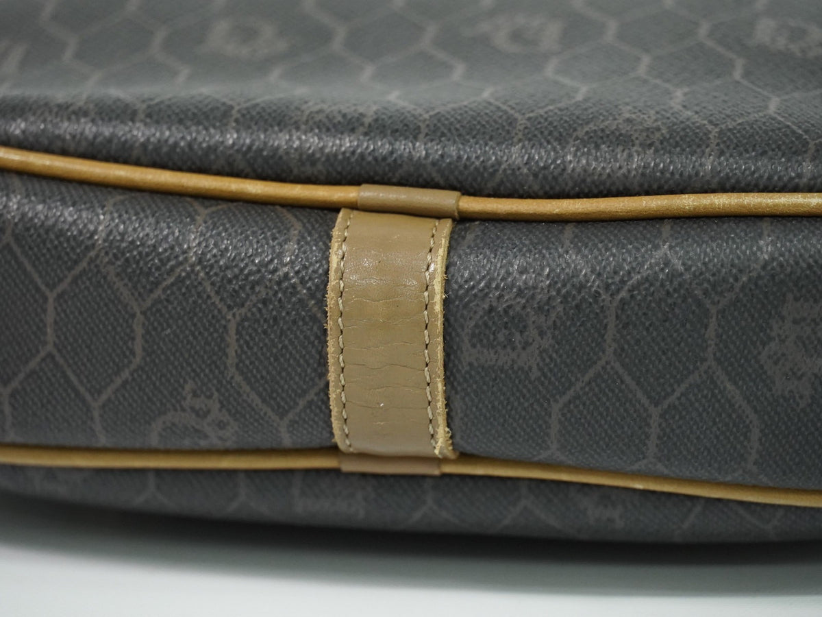 Christian Dior Vintage Honeycomb Canvas, Black, Canvas, Shoulder Bag