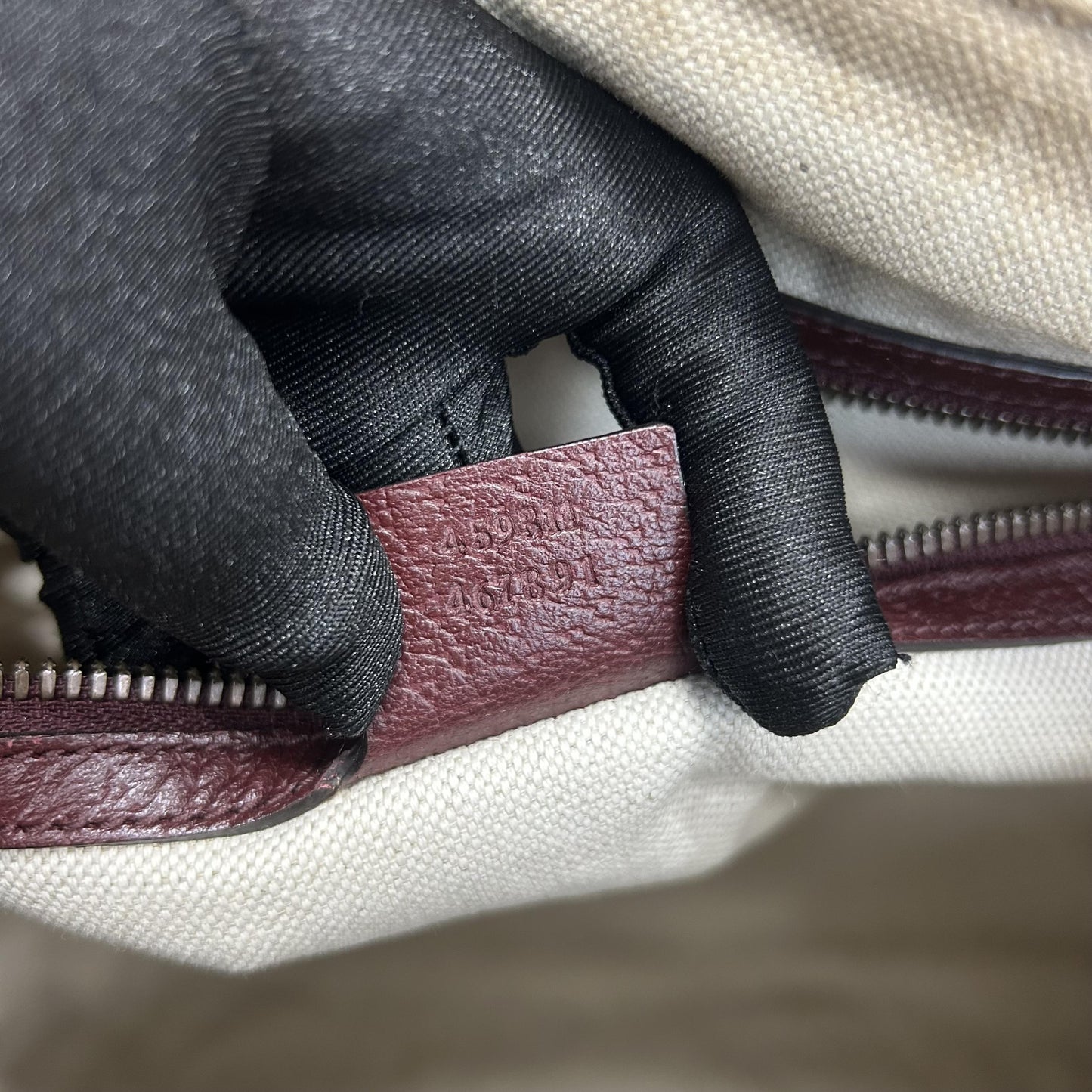 Gucci Zip Weekender GG Canvas and leather, Burgundy, Suede, Travel Bag