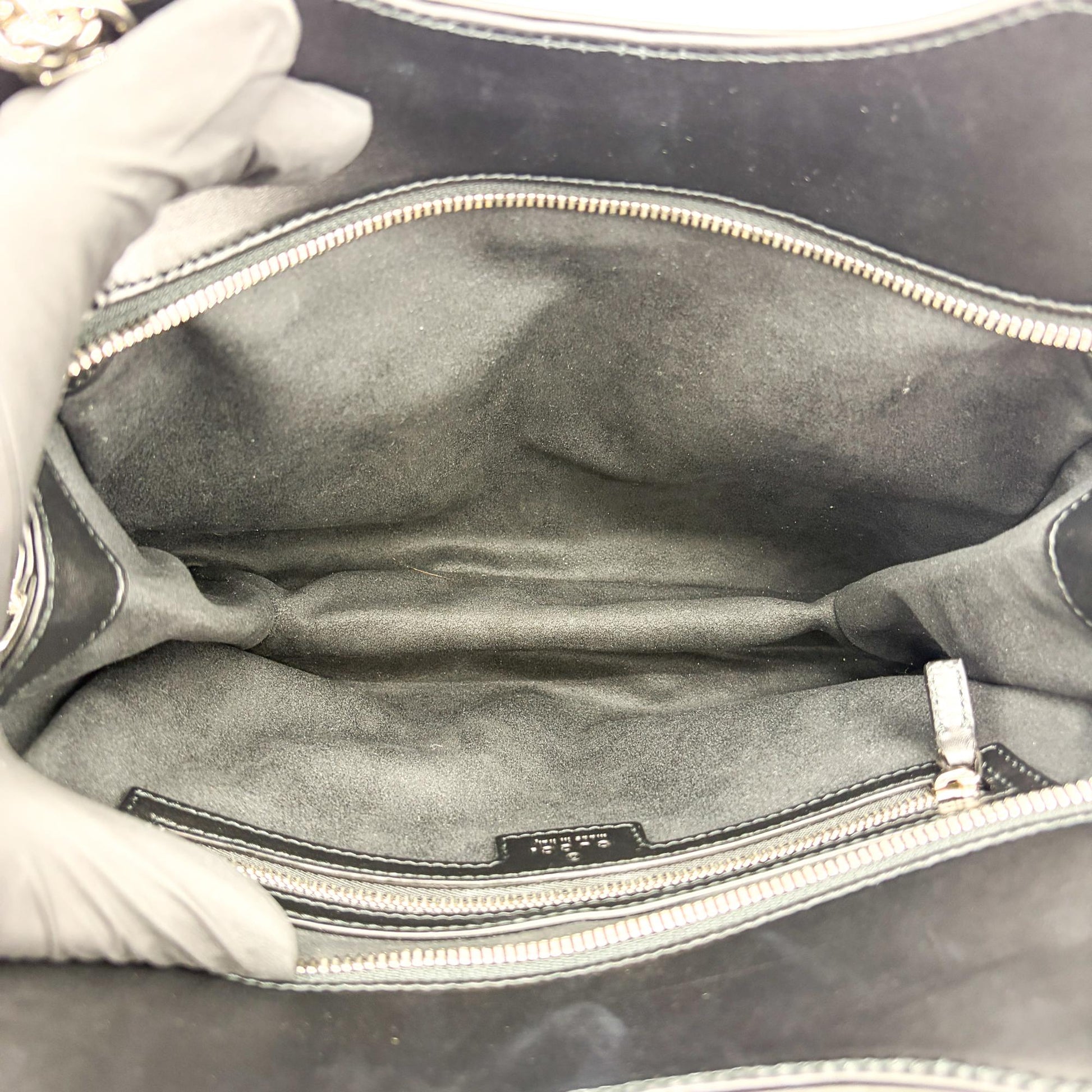Gucci Petite GG Quilted Leather, Black, Leather, Tote Bag