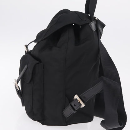 Prada Double Pocket Backpack Chain Re-Nylon, Black, Nylon, Shoulder Bag