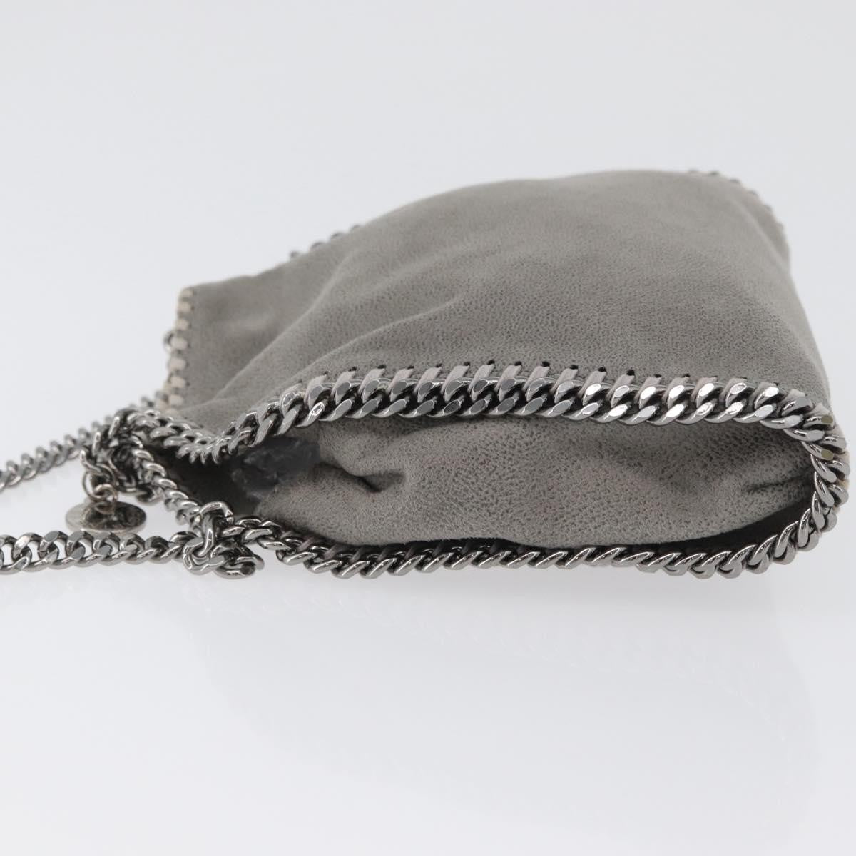 Stella McCartney Falabella Fold Over Faux Leather, Gray, Polyester, Shoulder Bag