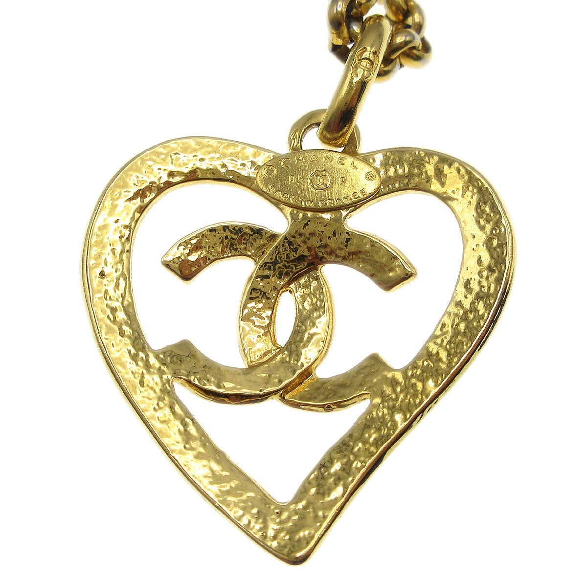 Chanel CC Heart Pendant Metal, Gold, Gold Plated, Necklace