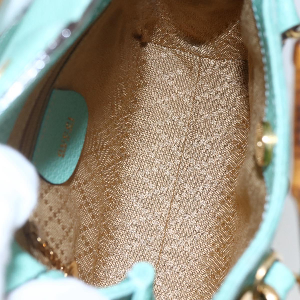 Gucci Bamboo Zip Pouch Leather, TURQUOISE, SUEDE, Clutche & pouche