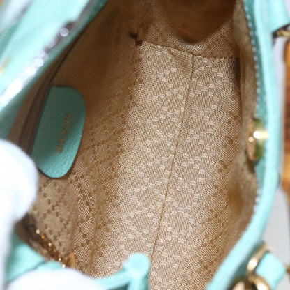 Gucci Bamboo Zip Pouch Leather, TURQUOISE, SUEDE, Clutche & pouche