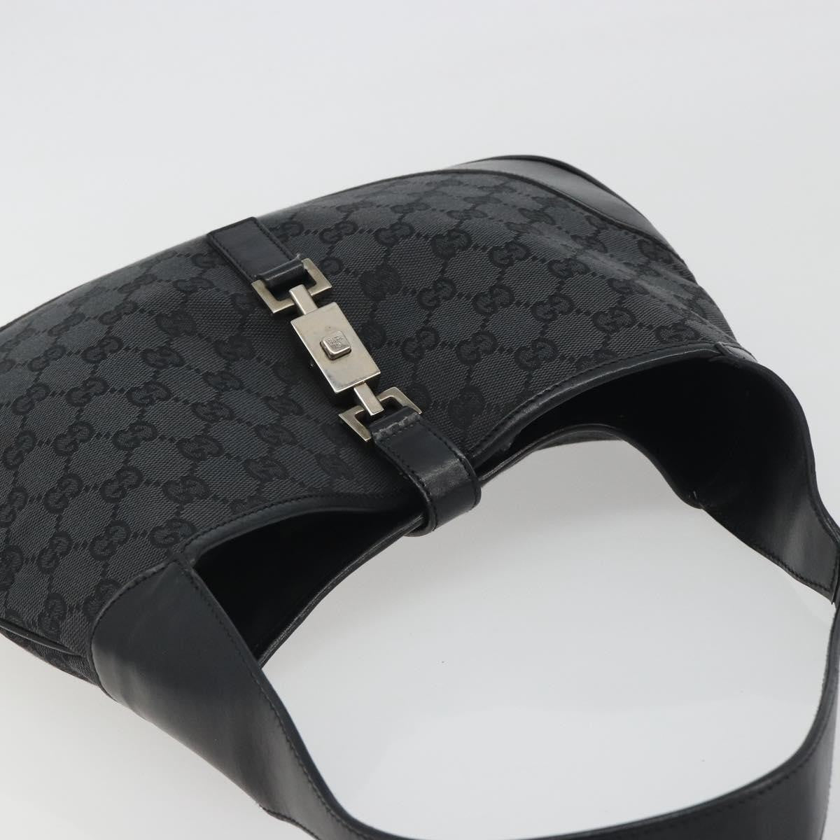 Gucci Jackie O Hobo GG Canvas with Leather, Black, Canvas, Shoulder Bag