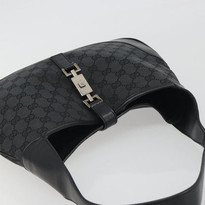 Gucci Jackie O Hobo GG Canvas with Leather, Black, Canvas, Shoulder Bag