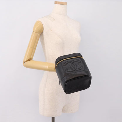 Chanel Vintage Timeless Cosmetic Case Caviar, Black, Leather, Handbag