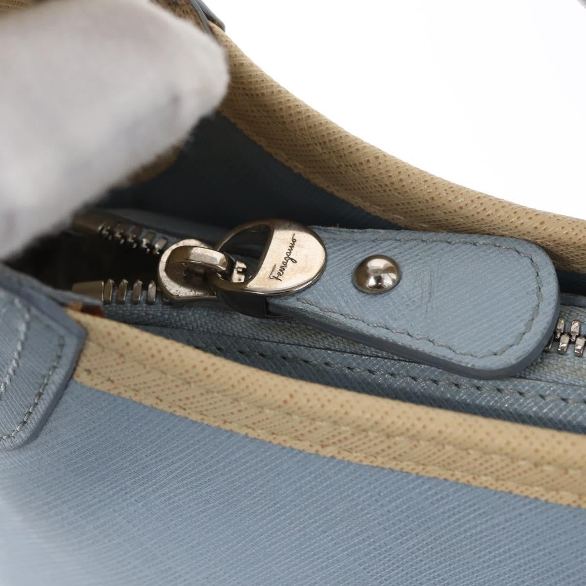 Salvatore Ferragamo Gancini Leather, Blue, Leather, Shoulder Bag