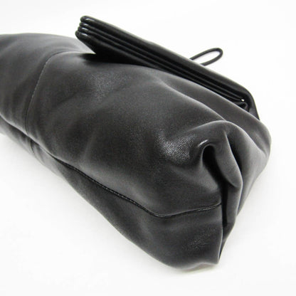 Bottega Veneta BV Trine Fold Clutch Leather, Black, Leather, Clutch