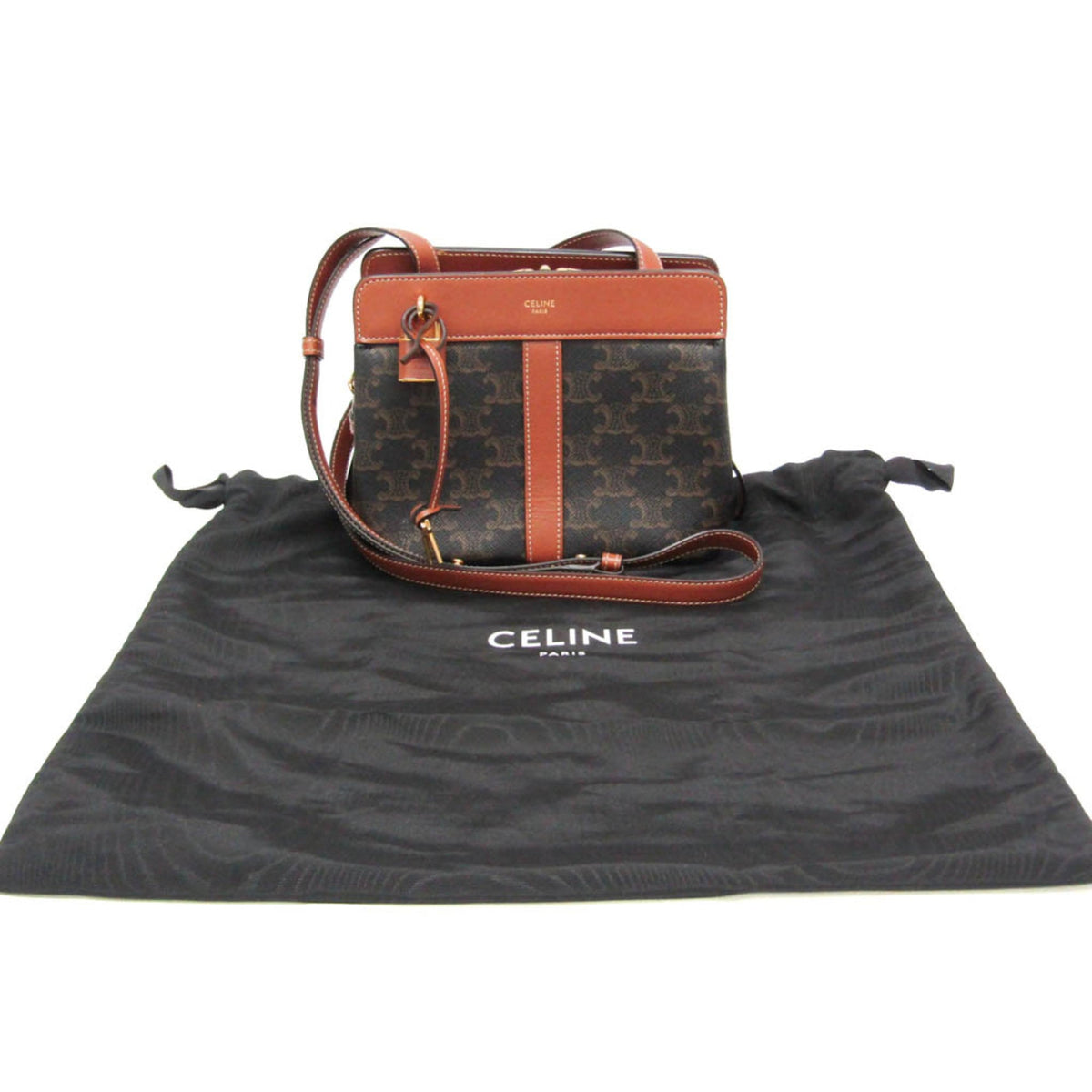 Celine Teen Cabas De France Triomphe Coated Canvas, Brown, Canvas, Handbag