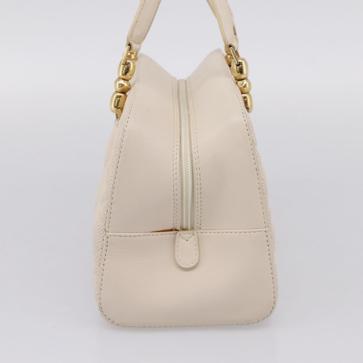 Christian Dior Vintage Leather, White, Leather, Tote Bag