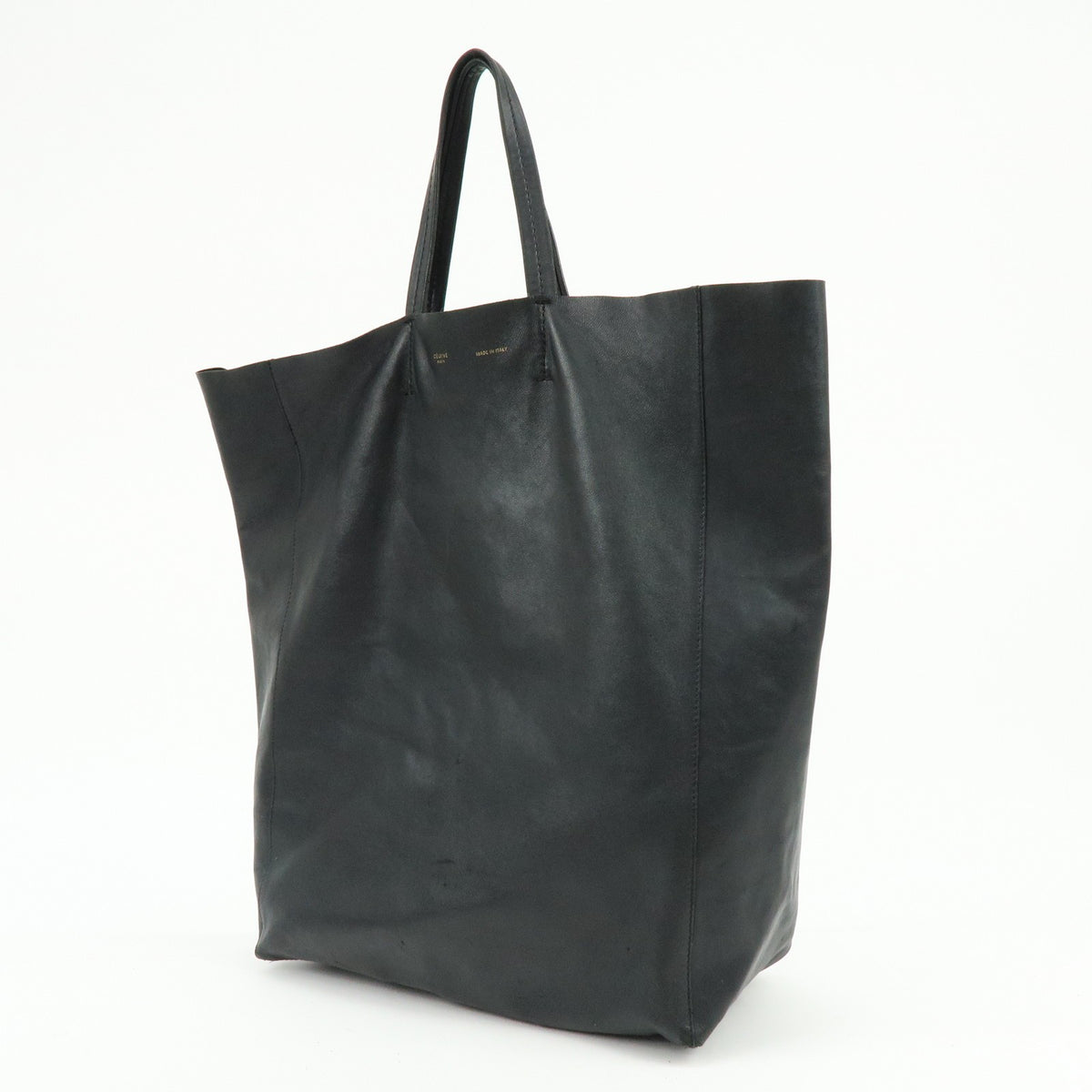 Celine Vertical Cabas Leather, Black, Leather, Tote Bag
