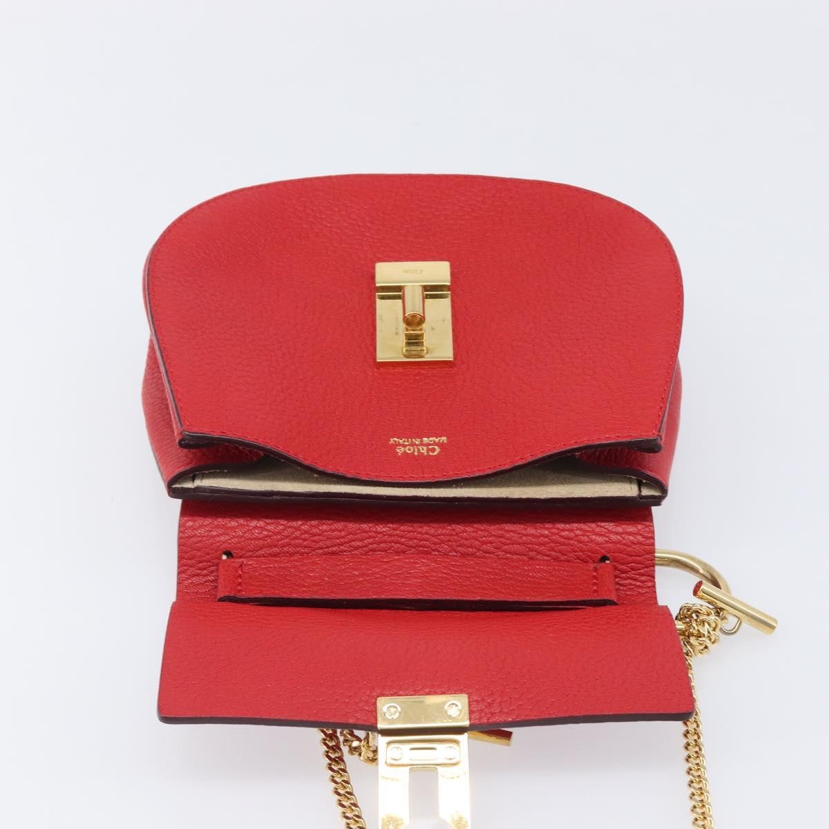 Chloe Drew Leather, Red, Leather, Crossbody Bag