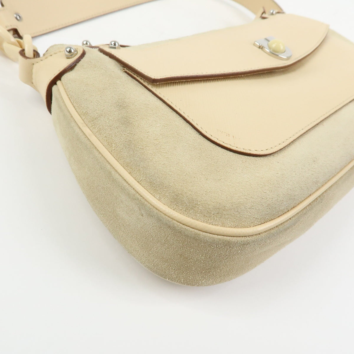 Salvatore Ferragamo Gancini Suede, Beige, Suede, Crossbody Bag