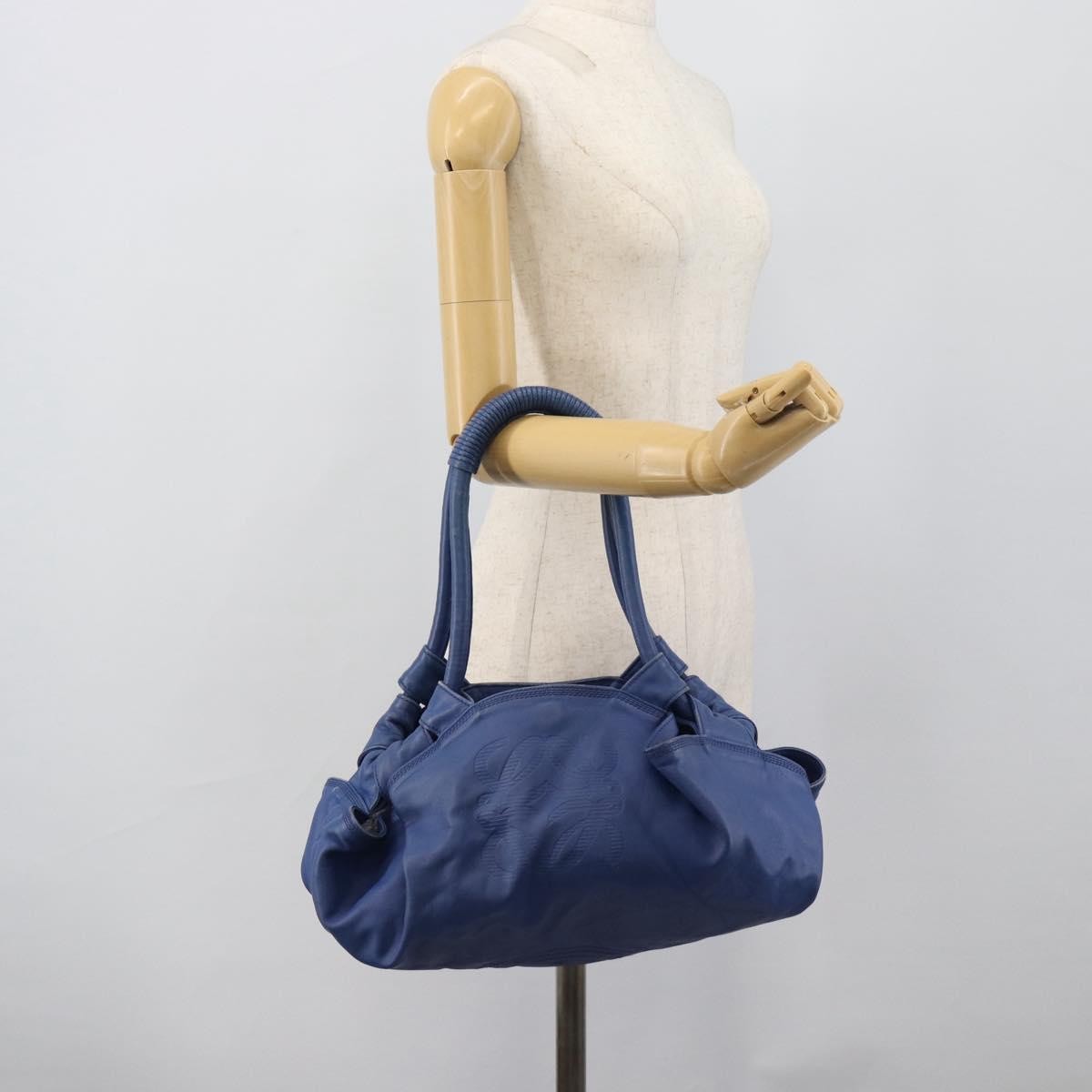 Loewe Anagram Logo Nappa Aire Hand Leather, Blue, Leather, Handbag