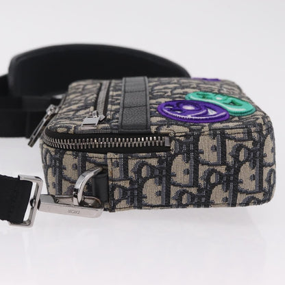 Christian Dior Kenny Scharf Safari Messenger Oblique Canvas with Applique, Navy, Canvas, Handbag
