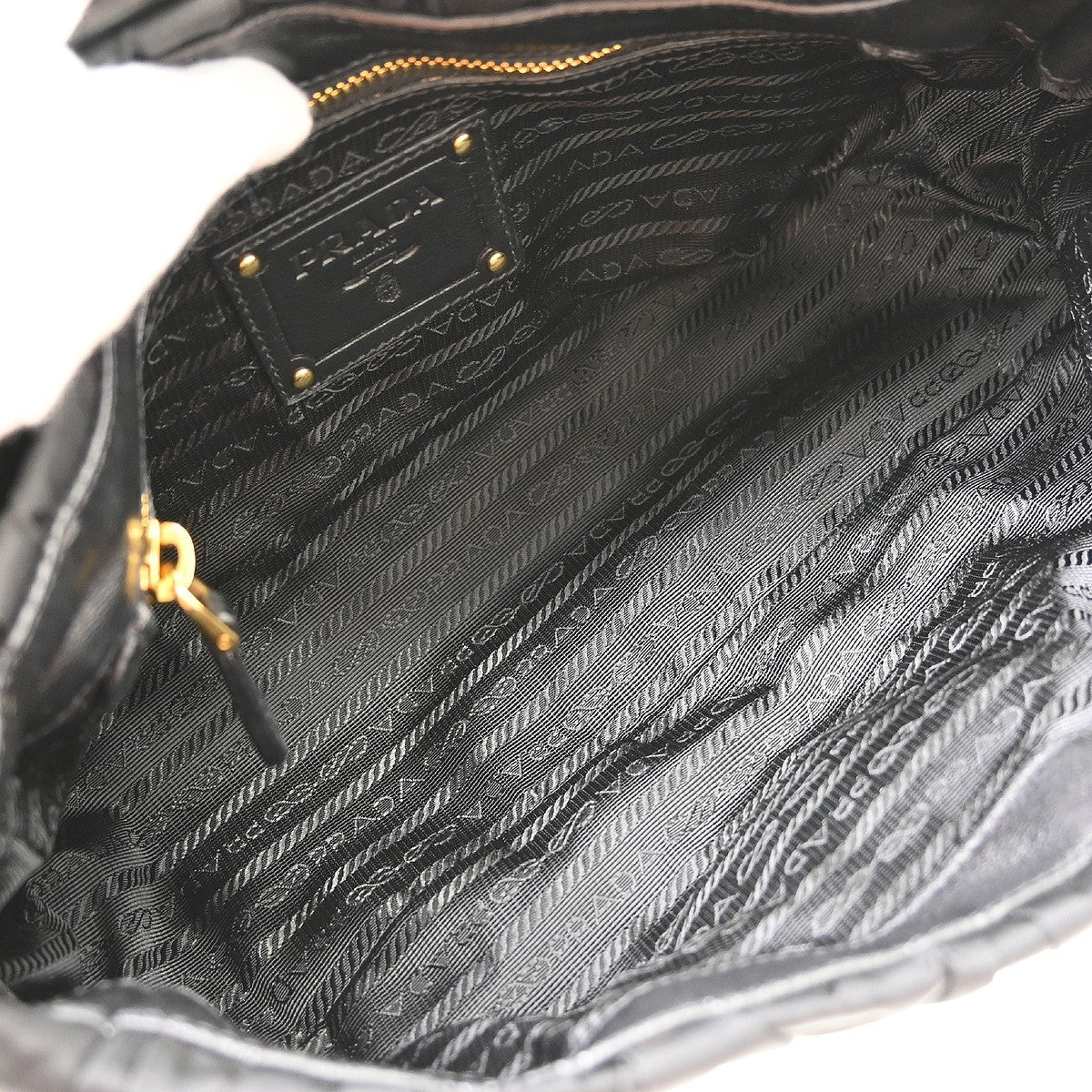 Prada Gaufre Chain Flap Nappa Leather, Black, Nylon, Shoulder Bag