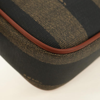 Fendi Vintage Pequin Coated Canvas, Brown, Canvas, Tote Bag