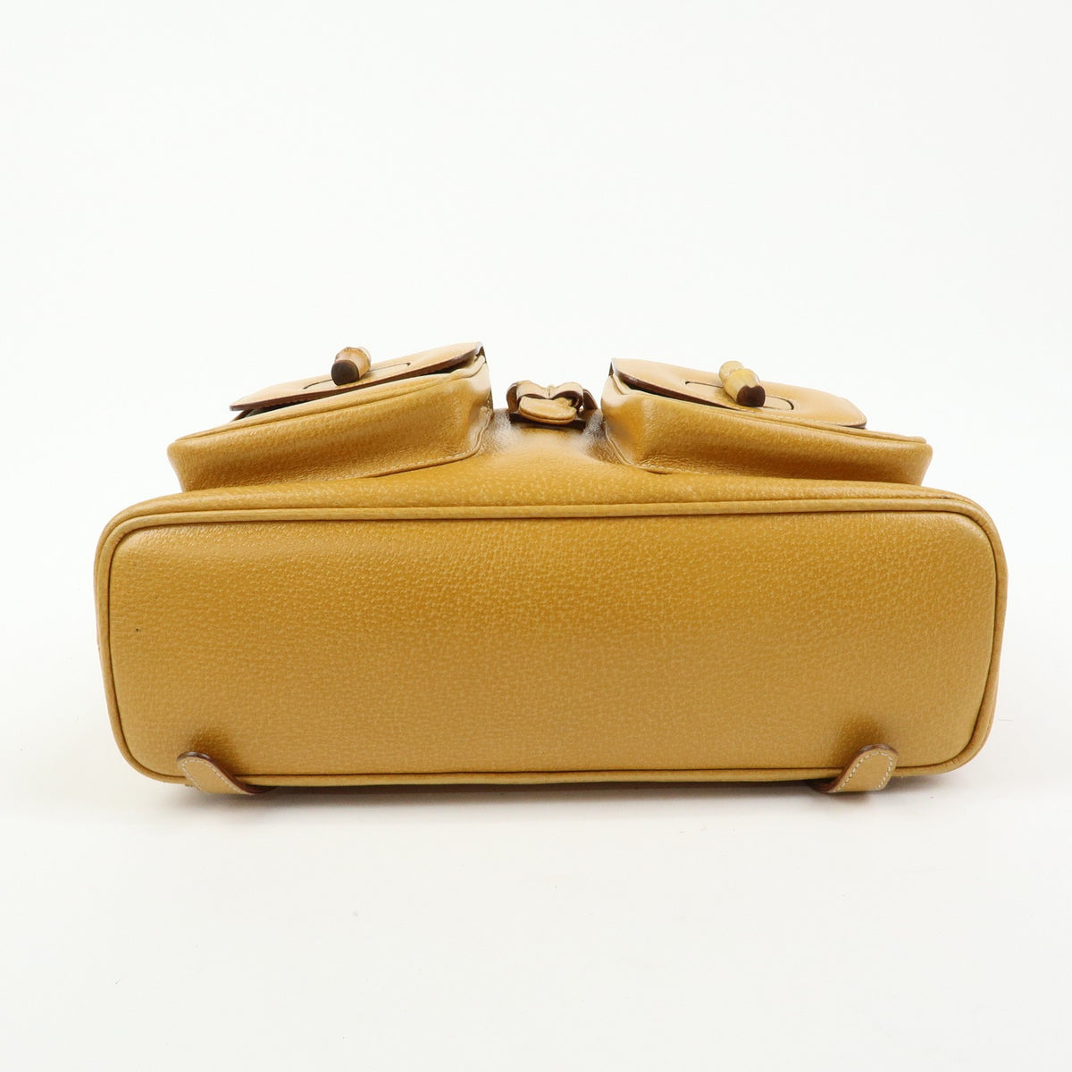 Gucci Vintage Bamboo Leather, Yellow, Leather, Backpack
