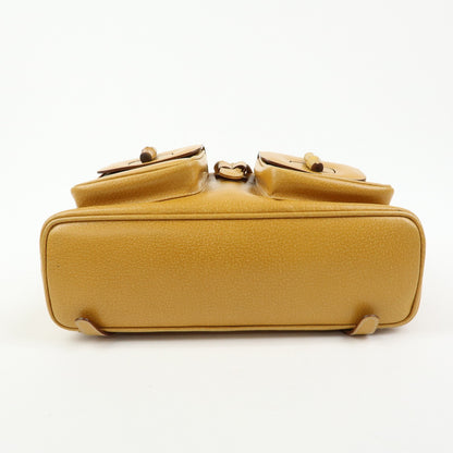 Gucci Vintage Bamboo Leather, Yellow, Leather, Backpack