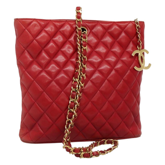 Chanel Chanel vintage cc chain leather, RED, LEATHER, Shoulder bag