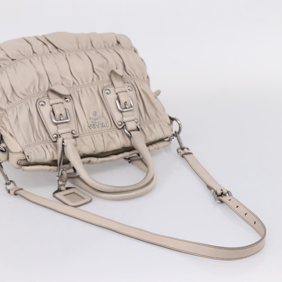 Prada Gaufre Convertible Nappa Leather, Gray, Leather, Tote Bag