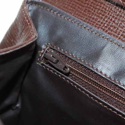 Celine Circle Logo Leather, Brown, Leather, Shoulder Bag