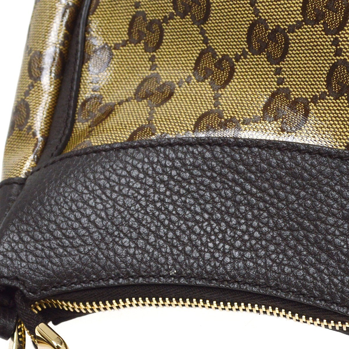 Gucci D Ring Hobo Patent, Beige, PVC, Handbag