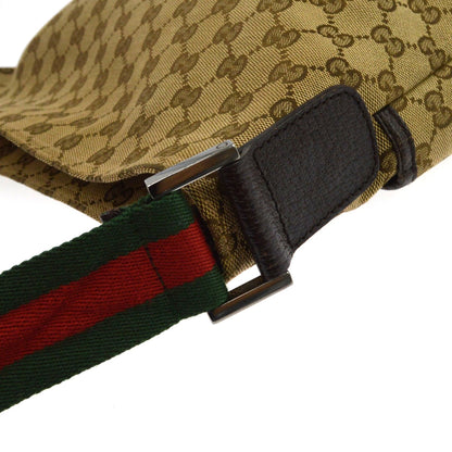 Gucci Web Zip GG Canvas, Beige, Canvas, Crossbody Bag
