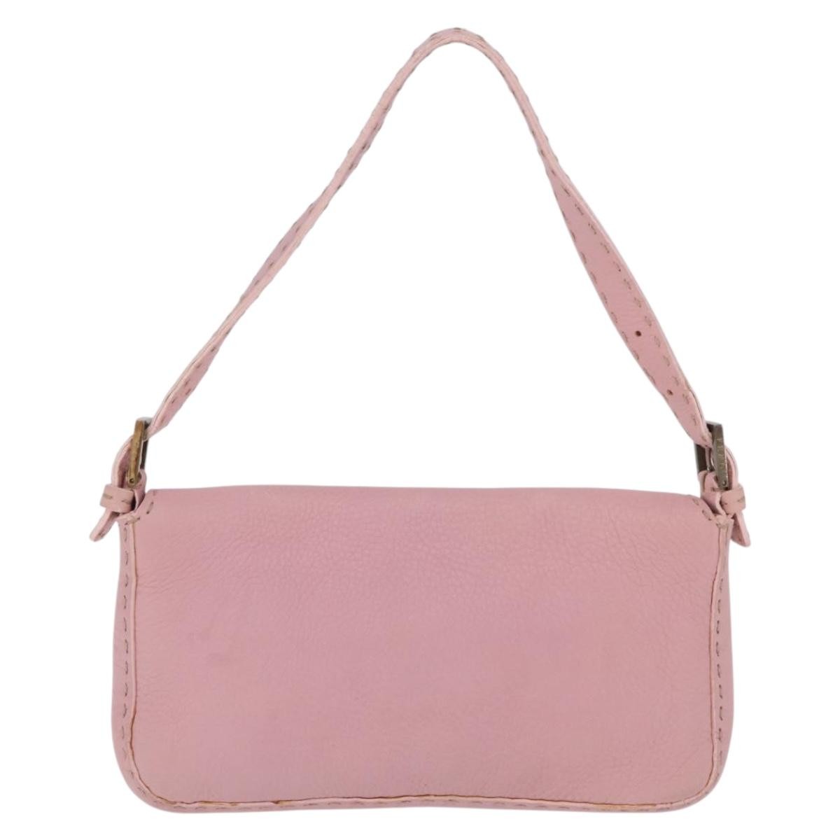 Fendi Selleria Baguette Leather, Pink, Leather, Handbag