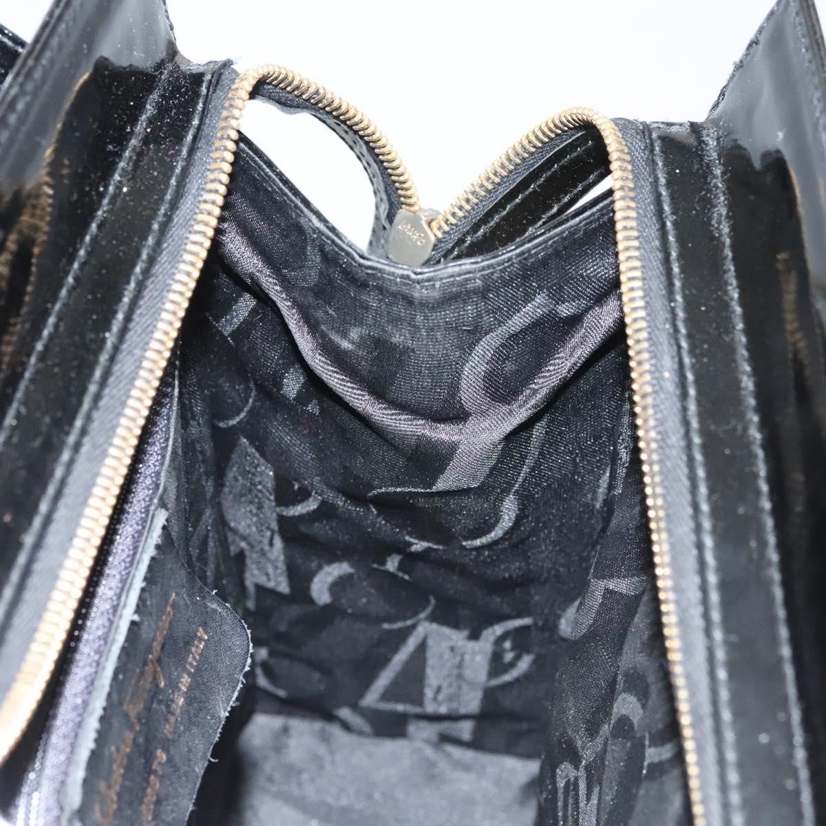 Salvatore Ferragamo Vala Patent Leather, Black, Patent Leather, Shoulder Bag
