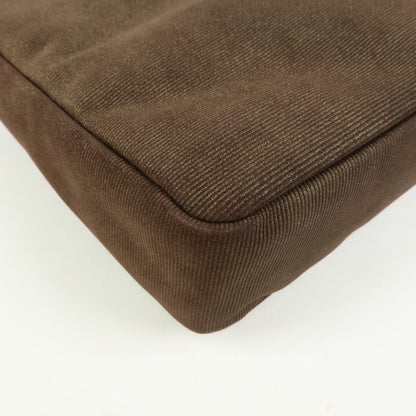 Salvatore Ferragamo Gancini Suede, Brown, Canvas, Crossbody Bag