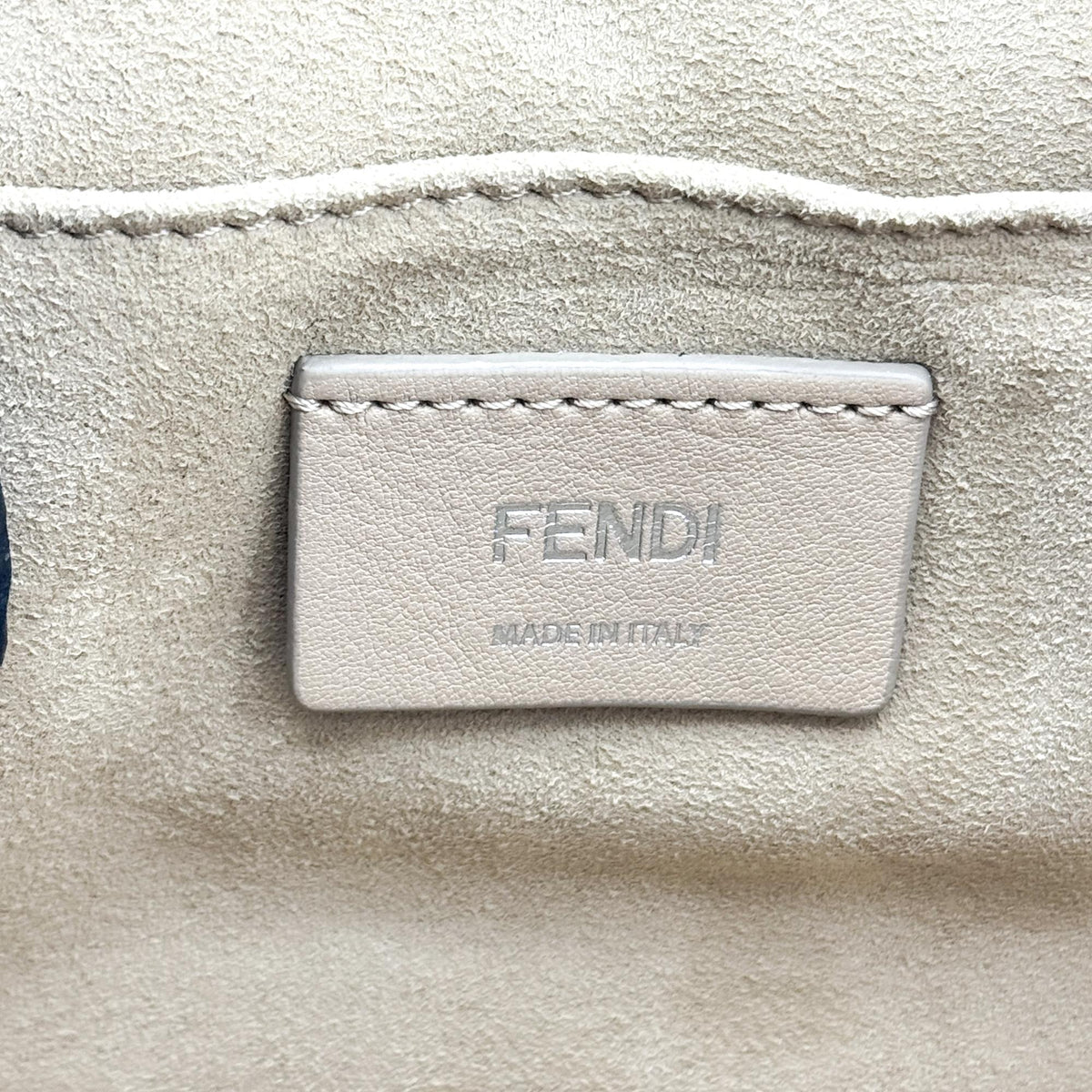 Fendi Kan I Leather, Gray, Leather, Handbag