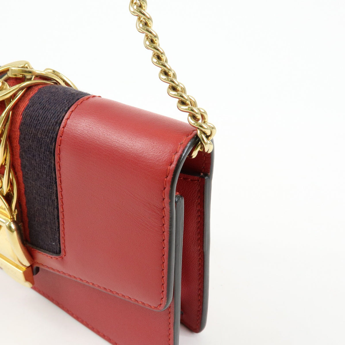 Gucci Sylvie Chain Leather, Red, Leather, Shoulder Bag