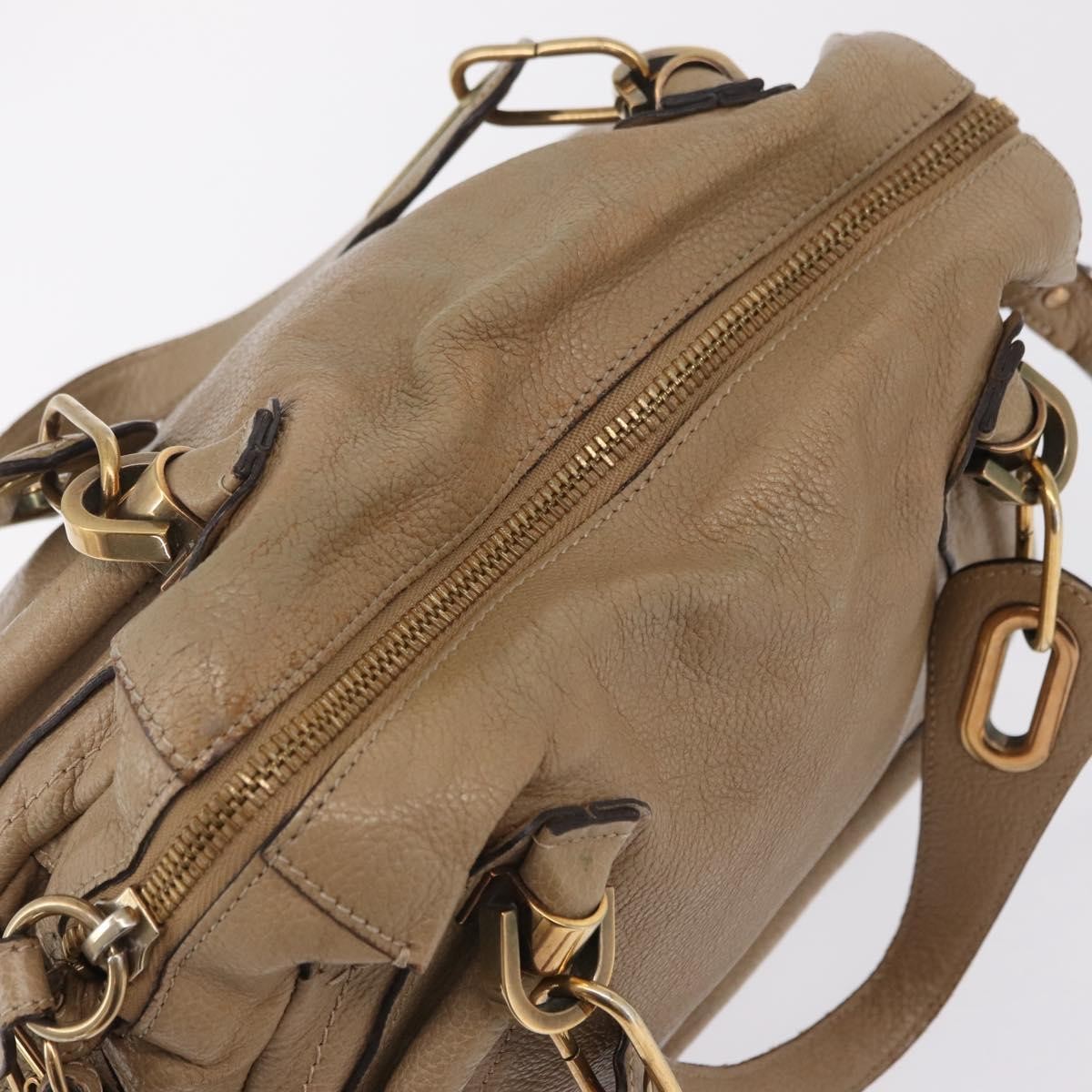 Chloe Paraty Top Handle Leather, Beige, Leather, Handbag