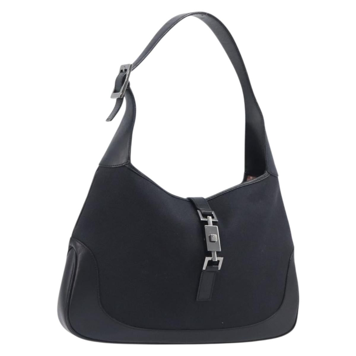 Gucci Vintage Jackie Hobo GG Canvas with Leather, Black, Canvas, Shoulder Bag