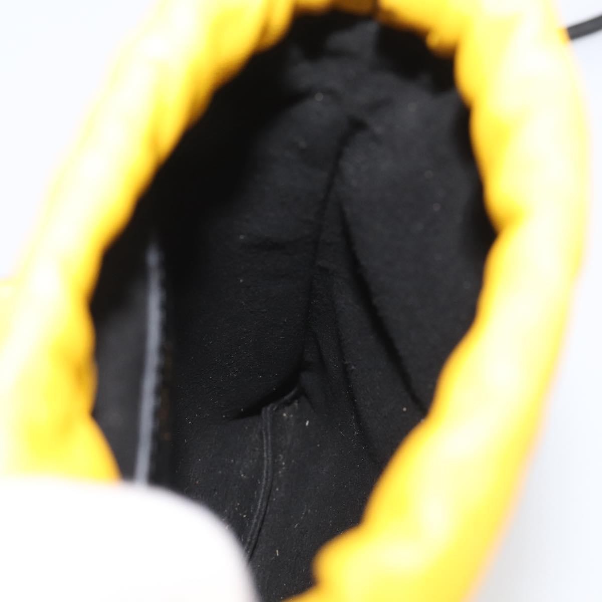 Fendi Logo Drawstring Leather, Yellow, Leather, Handbag