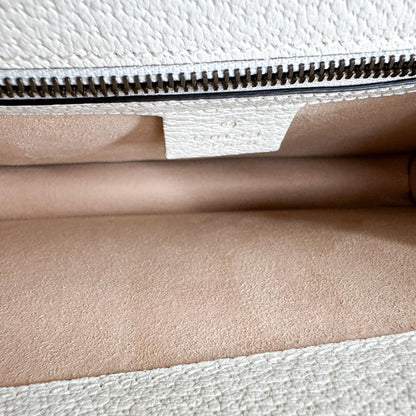 Gucci Ophidia Flap Top Handle Leather, White, Leather, Handbag