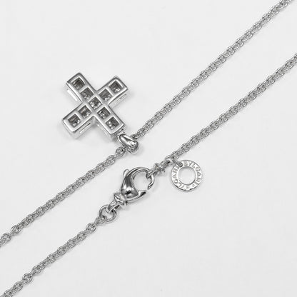 Bvlgari Greek Cross 18K White Gold with Diamonds, Silver, White Gold, Necklace