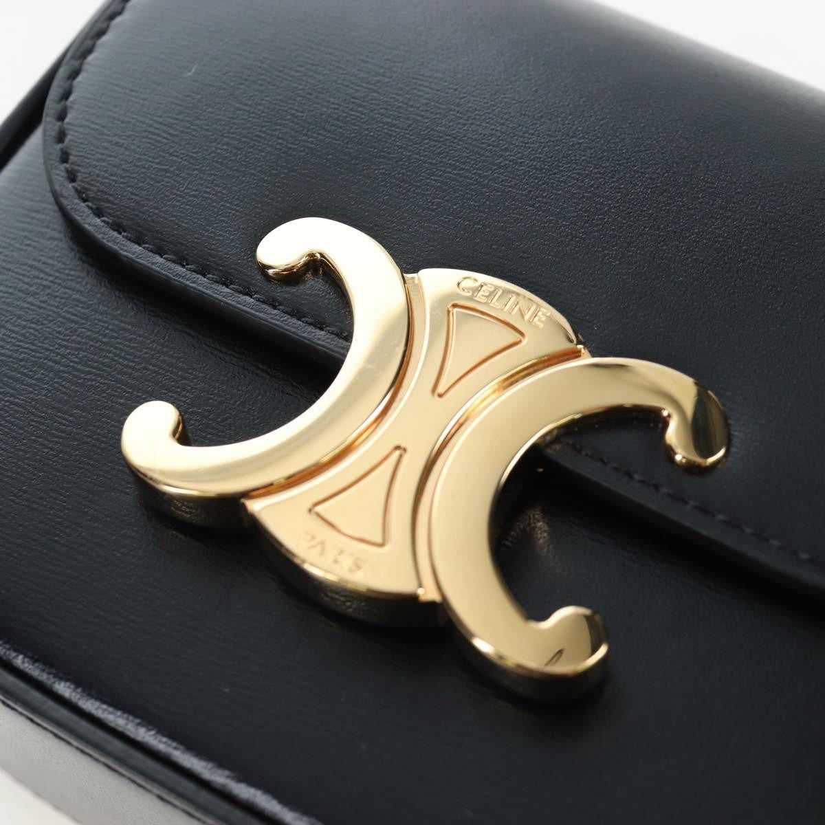 Celine Triomphe Smooth Calfskin, Black, Leather, Shoulder Bag