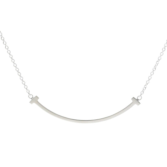 Tiffany & Co. T Smile Pendant 18K White Gold, Silver, White Gold, Necklace