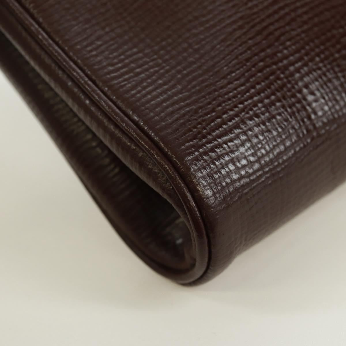 Celine Circle Logo Leather, Brown, Leather, Shoulder Bag
